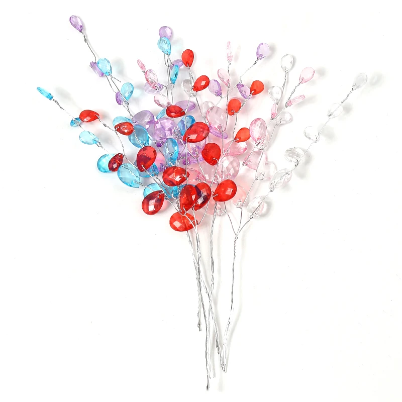 10pcs Artificial Acrylic Teardrop Beads Bouquet Wedding Decoration DIY Bridal Hair Accessories Bouquet Crystal Flower Accessorie