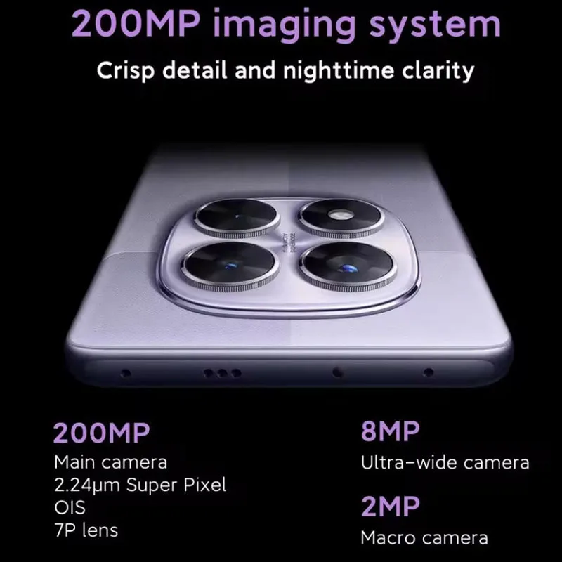 الإصدار العالمي لهاتف Xiaomi Redmi Note 14 Pro 5G الذكي MediaTek Dimensity 7300-Ultra 200MP AI كاميرا NFC 6.67 بوصة شاشة AMOLED IP68