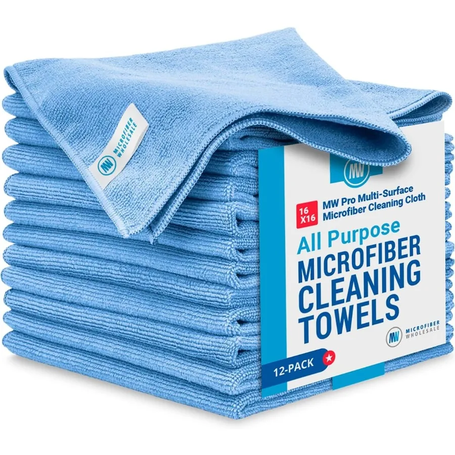

12 Pack 16 x 16 AllPurpose Microfiber Cleaning Cloths for Eyewear Screens Lenses Glass and Surfaces UltraSoft StaticFree Durabl
