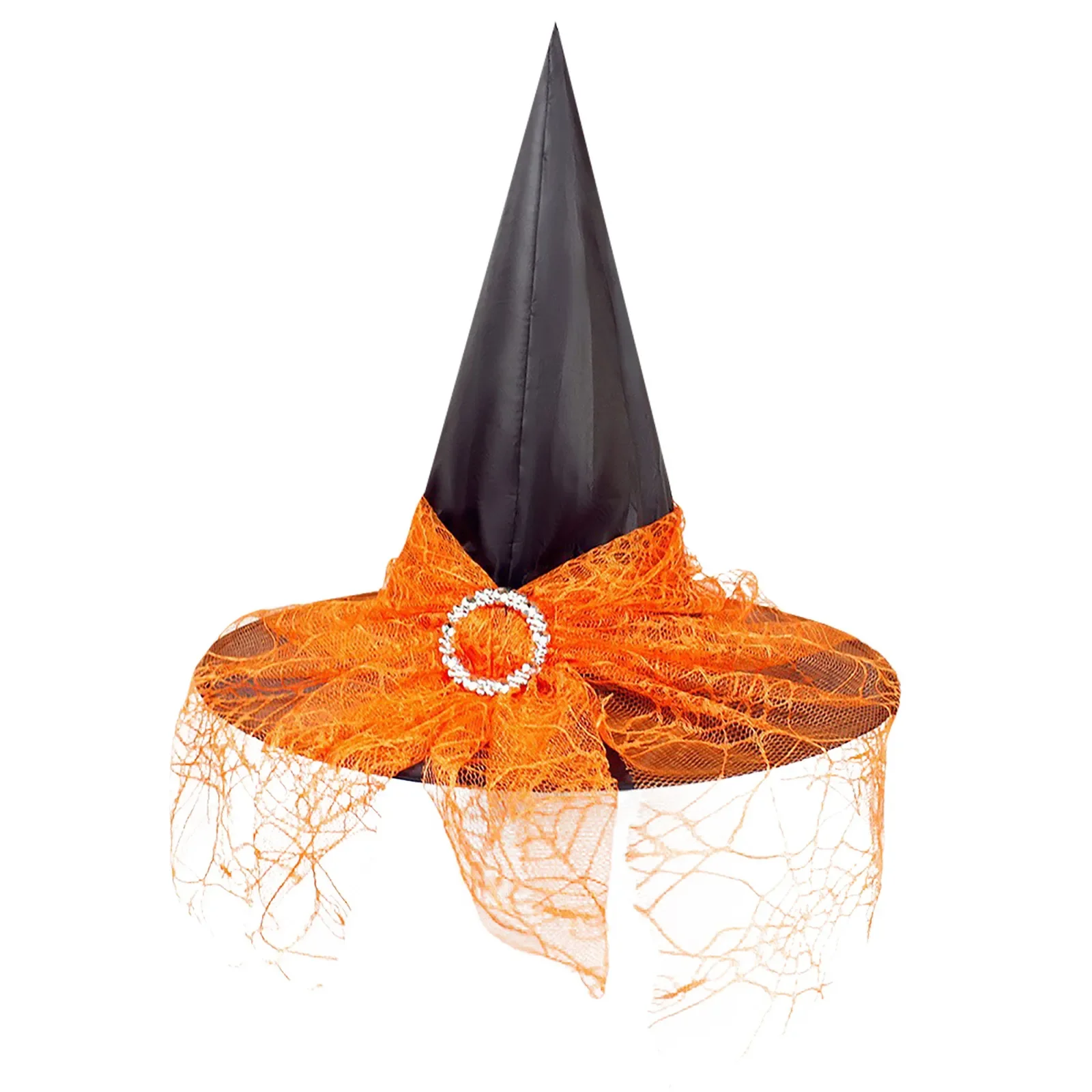 Heksenhoed met sluier Volwassen hoeden Halloween Heks Cosplay Tovenaarshoed Kinderen Halloween Zwarte Heksenhoed Meisjes Prinses Feestartikelen