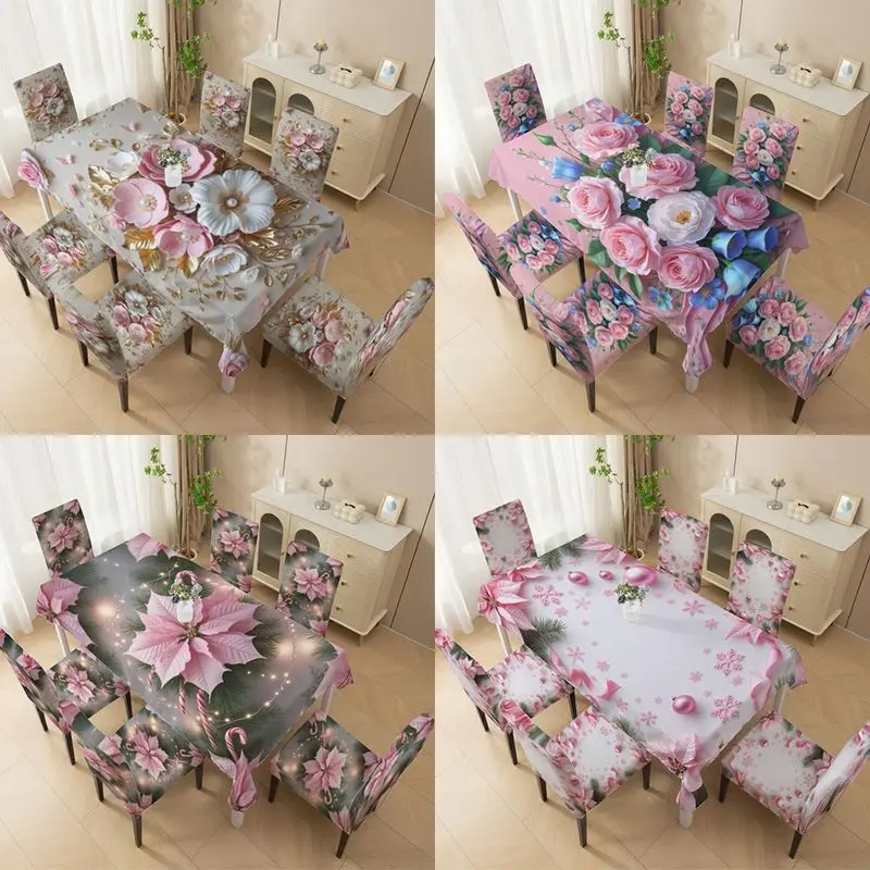 

Elastic chair cover Outdoor courtyard high-back chair cover, pink rose bow decorative ball pattern, restaurant chair cover set