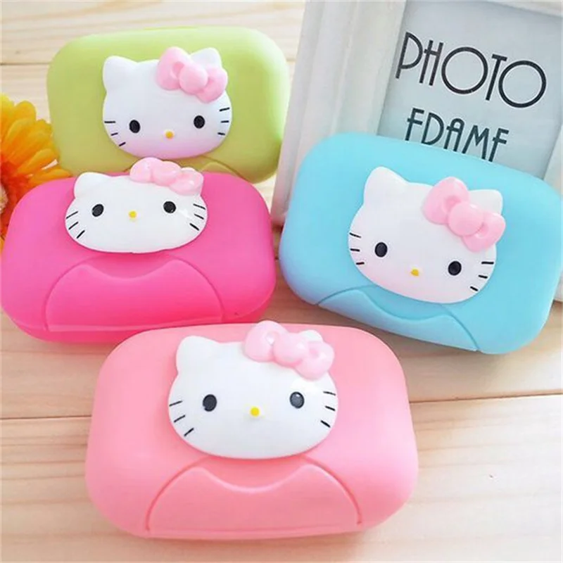 

Sanrio Kawaii Hello Kitty KT Cat Cartoon Soap Box Pink Kawaii Travel Portable Leak Proof Storage Box Anime Accessories