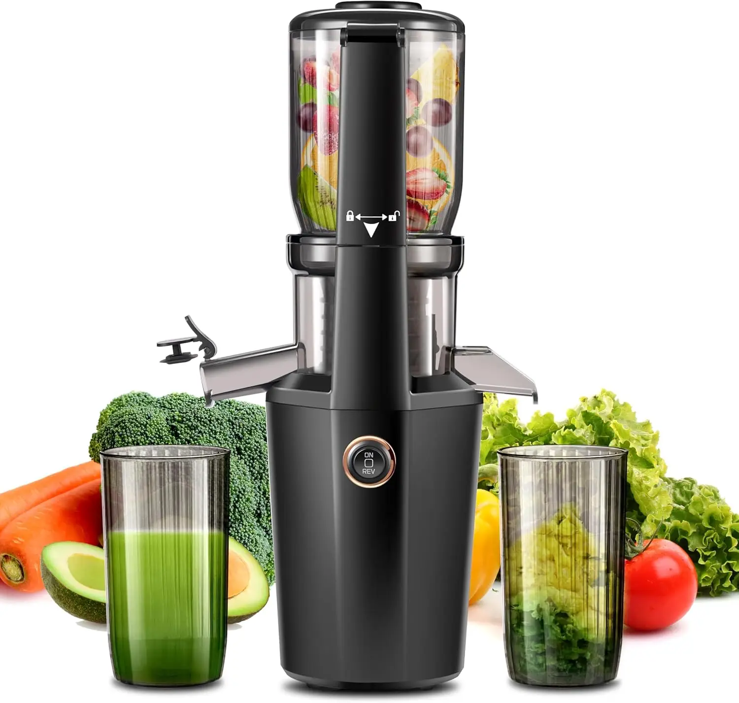 

Cold Press Juicer Machines With 4.2" Wide Feed Chute, 250W Slow Masticating Juicer Fit Whole Vegetables and Fruits,Juice Extract