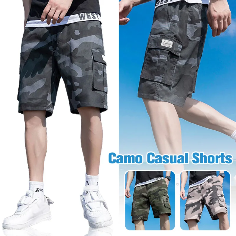 Men\'s Short Pants Casual Loose Cargo Shorts Male Summer Camouflage Baggy Elastic Wais Short Big Size M-7XL Tactical Shorts