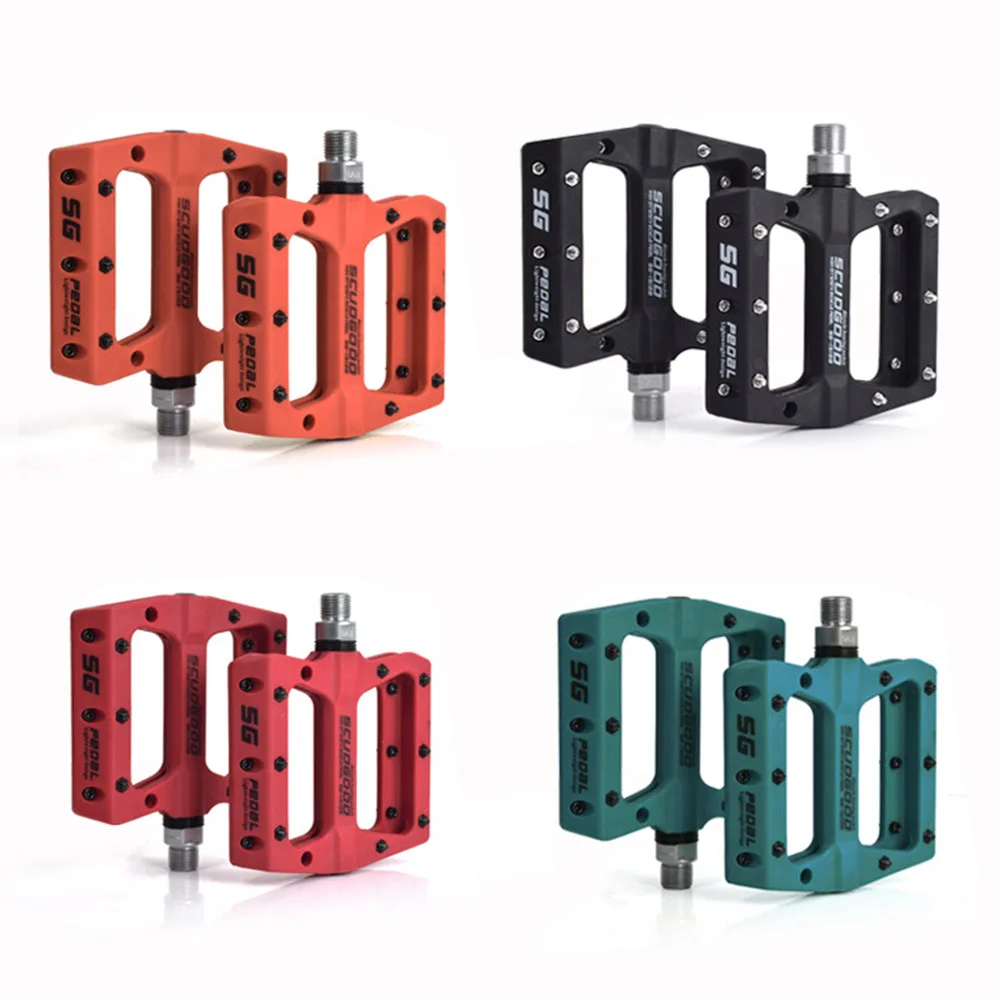 Mountain Bike Pedals 1 Bearings MTB Flat Non-Slip Lightweight Bicycle Platform Cr-Mo Nylon Pedals Road Riding Cycling Parts