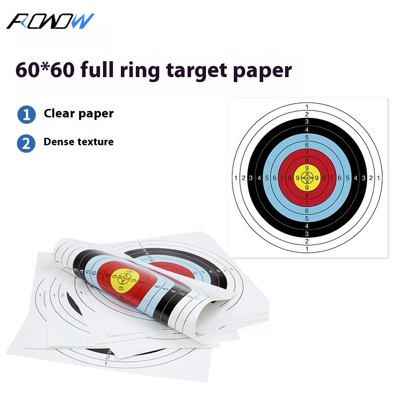 10PCS Bow and Arrow Archery Outdoor Competition Competition Archery Hall Practice Target Paper Color Thickened Coated Full Ring