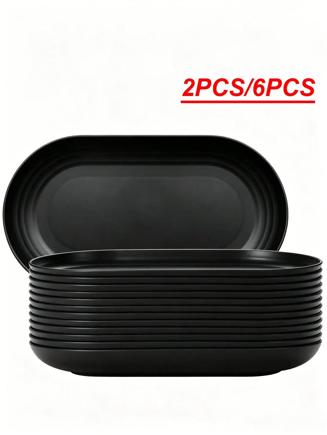 2/6pcs Plastic Elliptical Plates (11.37Inch*6.29Inch) Thickened Large Serving Platters, Anti-Drop And Heat Insulation,Kitchen,Christmas Gift,School Supplies