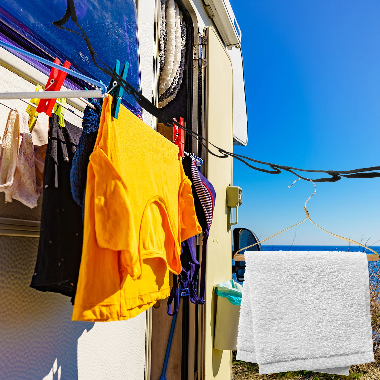 

Camping Clothesline Strap Lightweight Portable Outdoor Hanging Rope for Tent Lanterns Cookware Shoes Multifunctional Travel