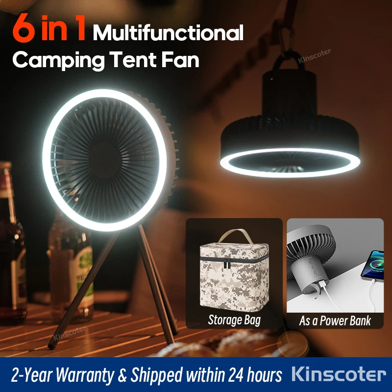 

Multifunctional Camping Tools Rechargeable Led Camping Light Fan Portable 10000mah Tent Lighting Lamp For Outdoor Circulator