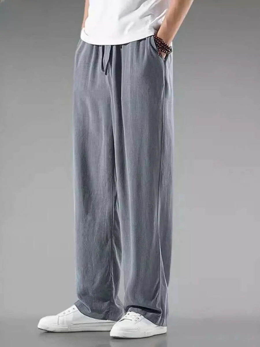 

New Arrival Lightweight Breathable Linen Men's Summer Loose Straight Leg Cotton Linen Casual Pants Thin Style Trousers