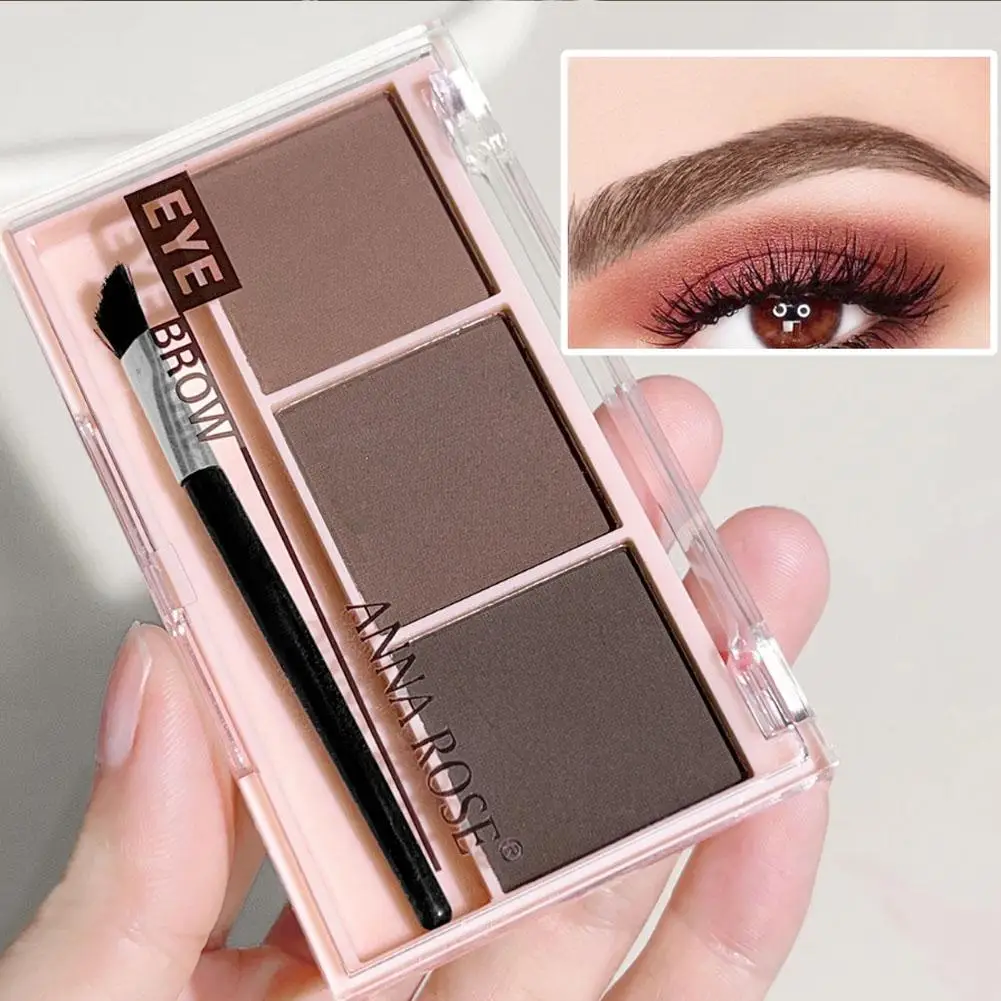 Sombra de cejas en polvo de 3 colores, sombra de ojos tridimensional y maquillaje a prueba de sudor, Natural, impermeable, de larga duración, Cosmet U7t2