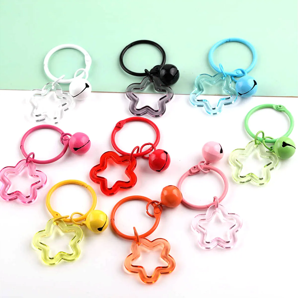 Bunte Hakenverschlüsse, Clips, Glocke, Acryl, Blume, klassisch, für Schlüsselanhänger, Tasche, Schmuck, DIY, 55 x 30 mm – Detail 3