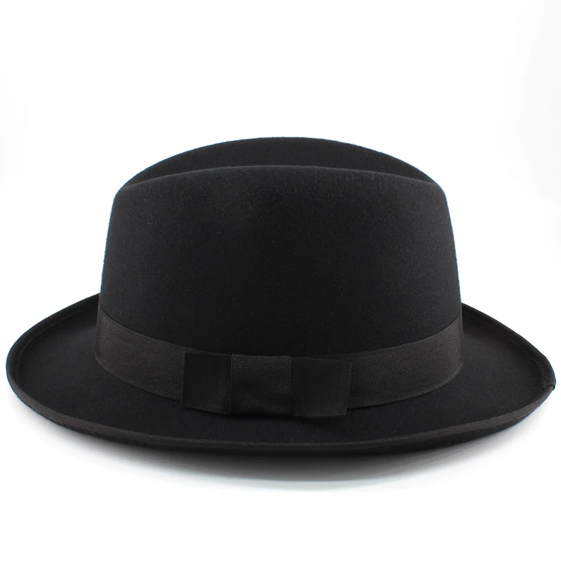 Men Women Classical Retro Wool Blend Homburg Hats Woolen Fedora Caps Trilby Sunhat Travel Party Adjustable UK M-L US 7 1/8-7 3/8