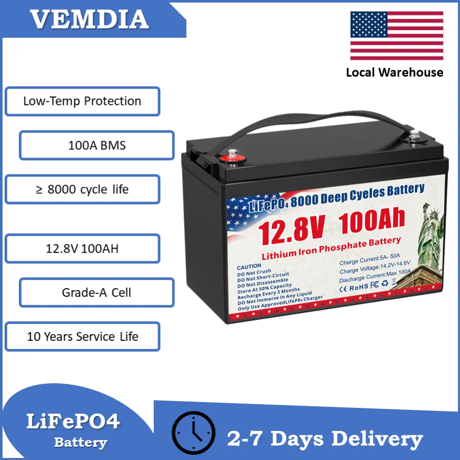 Vemdia 12V 100Ah Li…