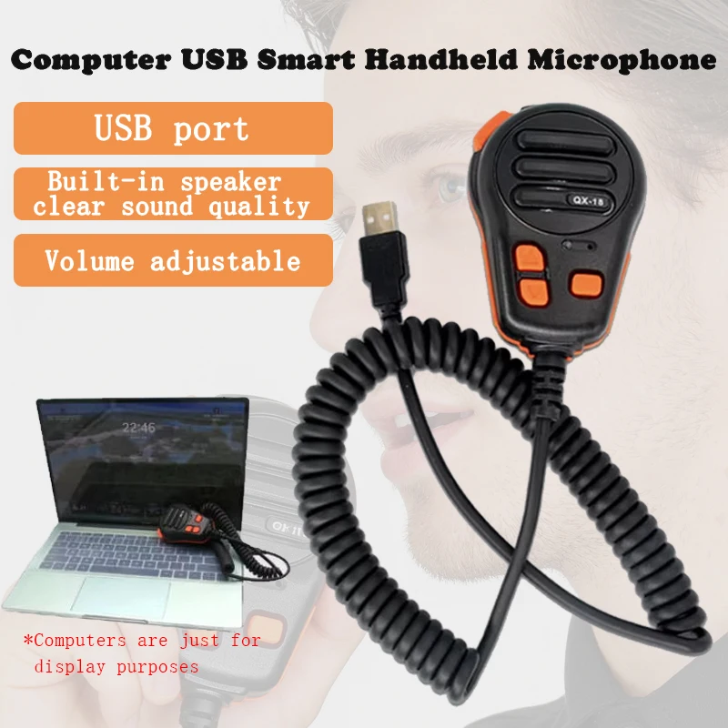 Handheld Speaker Mic for Euro Truck Simulator 2 with Speaker PTT, Support USB Connector, Keyboard Customization with Mic Holder