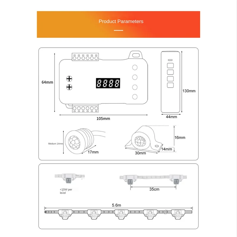 

Human Body Infrared Sensor Controller Sensor Stair Light Controller DC12V-24V Tread Smart Stair Controller