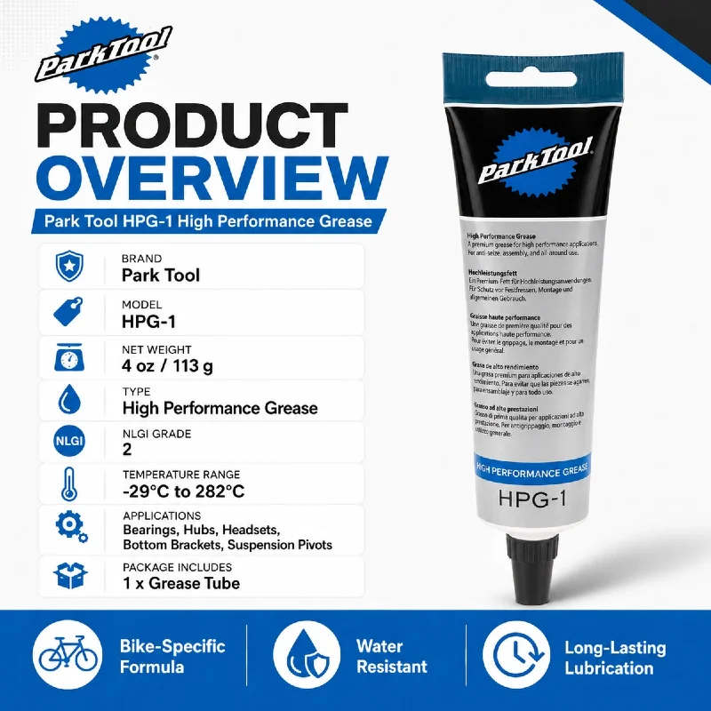 Park Tool HPG-1 High Performance Bicycle Grease 113g Waterproof Bike Bearing Lubricant for Hubs Headsets Bottom Brackets Pivots