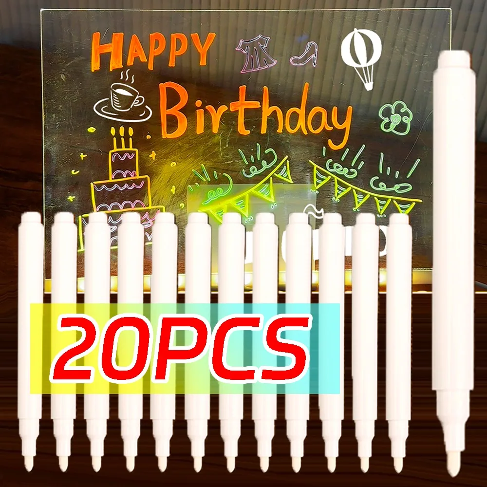 Rotuladores de puntas suaves y duras blancas, bolígrafo de pintura impermeable de secado rápido, lápiz resaltador borrable DIY, papelería para estudiantes, 5-20 piezas