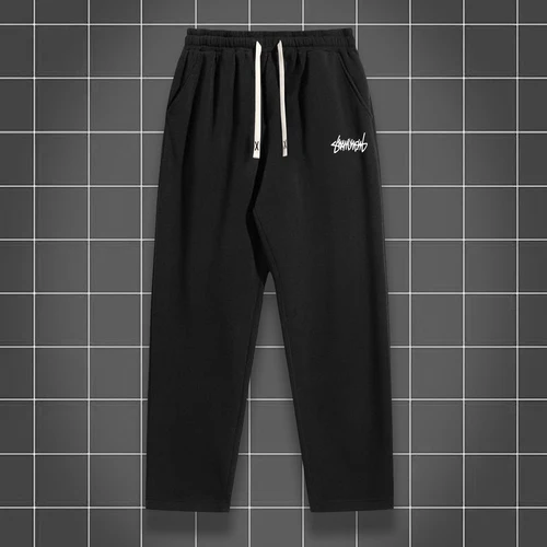 Imagen 2 del producto Pantalones para correr de pierna recta de color sólido para hombre, adecuados para deportes casuales como correr, gimnasio y actividades al aire libre.