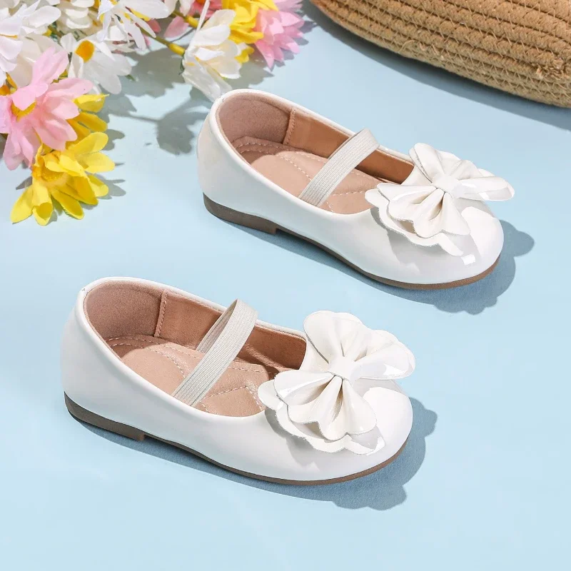 

Fashion Girls Shoe Simple Kids Bow Princess Shoes Versatile Child Performance Single Shoe Little Girl Casual Kid Leather Shoes