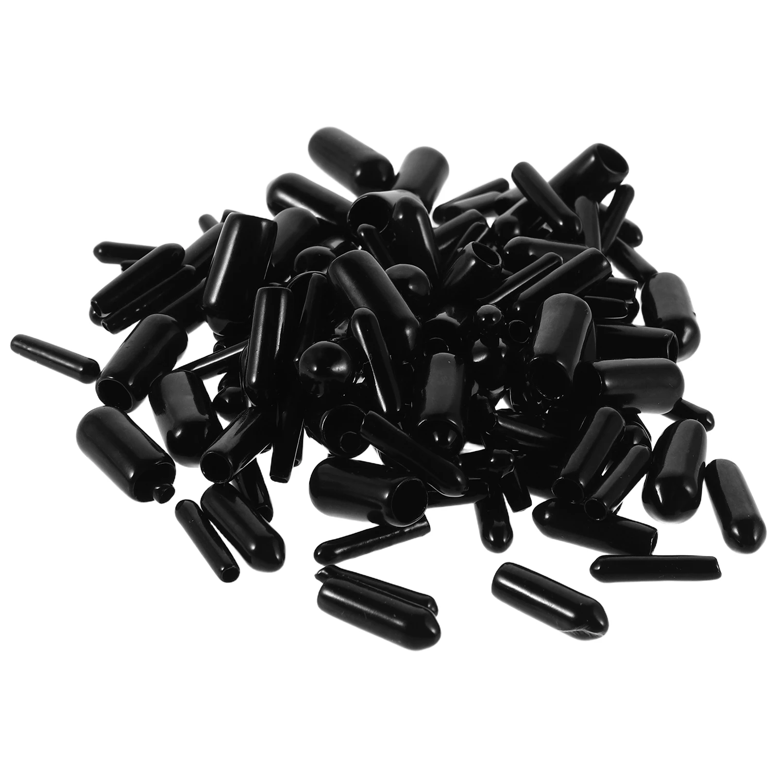 

200pcs Thread Protector Black End Caps Screw Reinforcement Covers Plastic Wire Cord Decorative Protective Bolt Screws