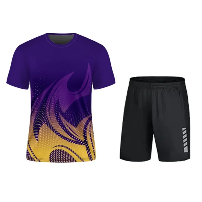 Ensemble sweat-shirt et short de sport pour hommes, t-shirt de badminton, chemise et pantalon de course, vêtements de tennis, été, nouveau, 2024