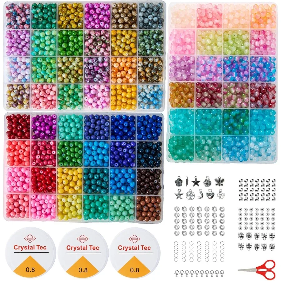 

Glass Beads Kit for Jewelry Making 3 Box Set 72 Colors 3000pcs Round Colorful Beads for DIY Bracelet Necklace Earring Keychain