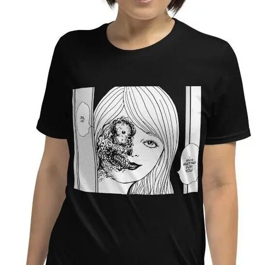 Creepy Anime Girl Manga Horror Two face Disgusting Short-Sleeve Unisex T-Shirt