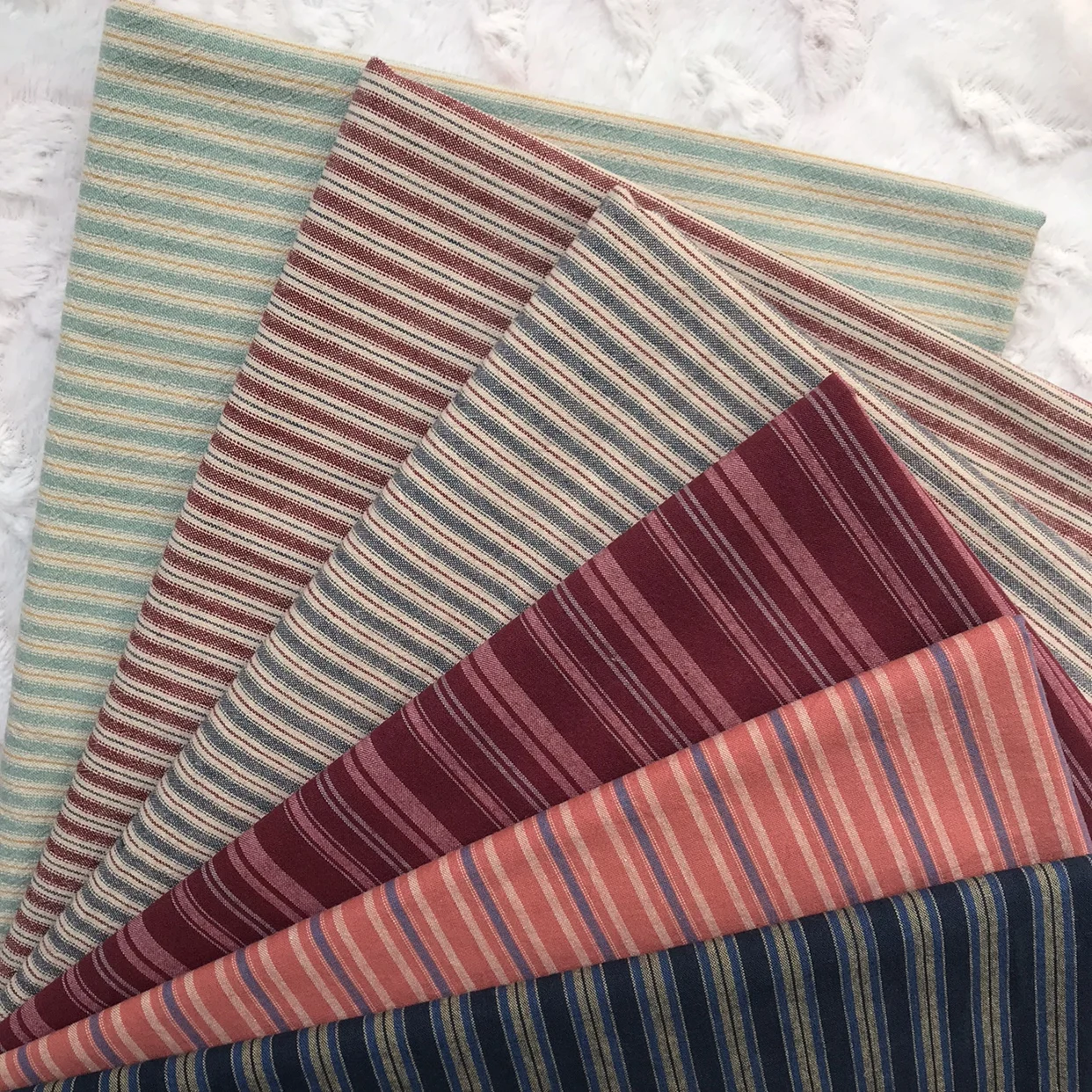 Stripe 6Colors Japanese Yarn-dyed Fabric DIY Handmade Patchwork Fabric 100% Cotton Cloth Bundle 50*70cm