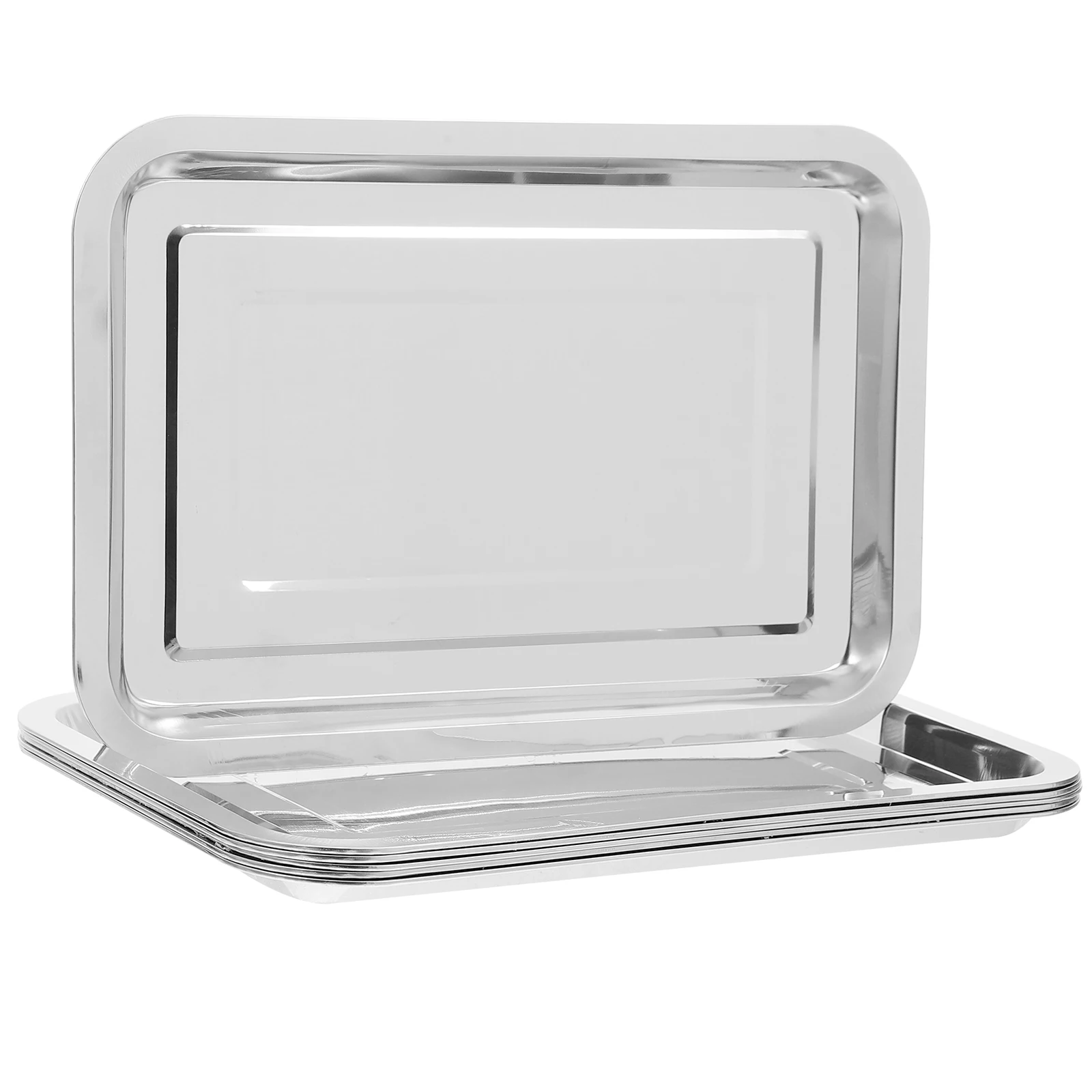 

6pcs Stainless Steel Baking Tray Square Pan Heavy Duty Oven Safe For Grilling Roasting Fish Chicken Pizza Bbq Grill Plate Drip