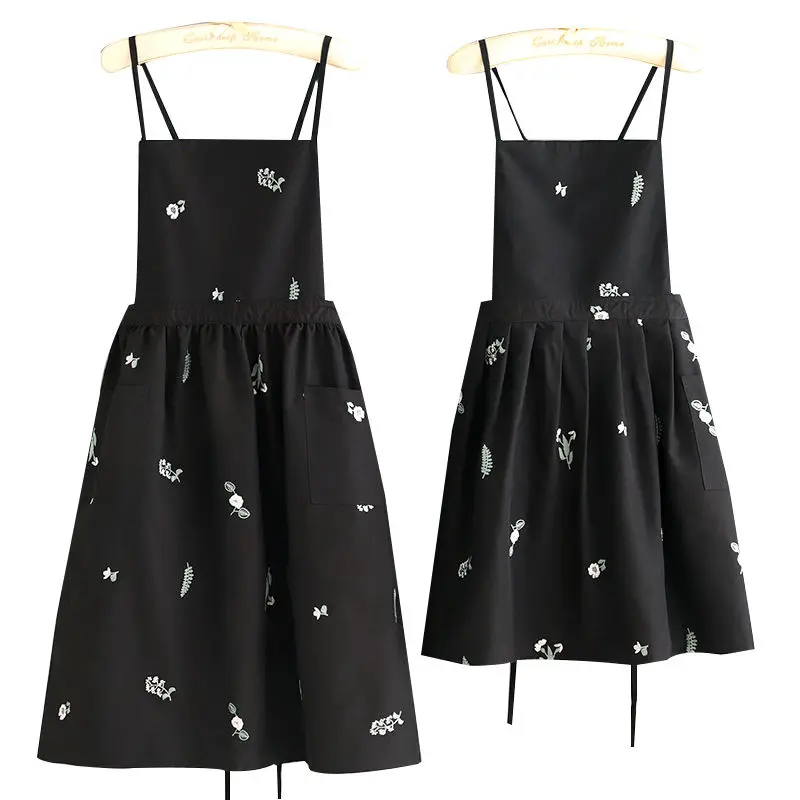Fashion Cartoon Kitchen Apron Waterproof Princess Style Restaurant Uniform Cross Back Sleeveless Cooking Baking Bibs for Women