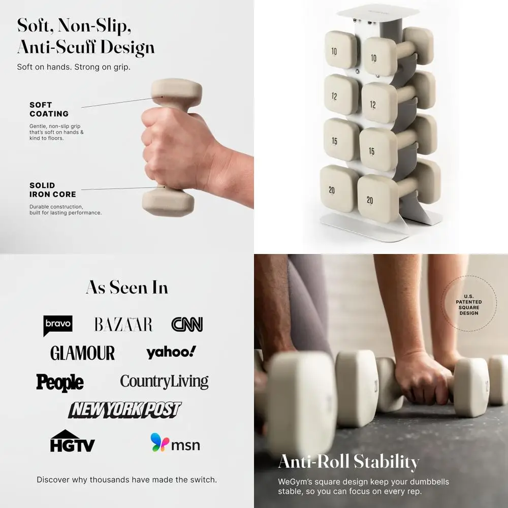 

Нескользящие квадратные гантели с ручками для улучшения сцепления для эстетических тренировок по весу и стабильности домашнего спортзала