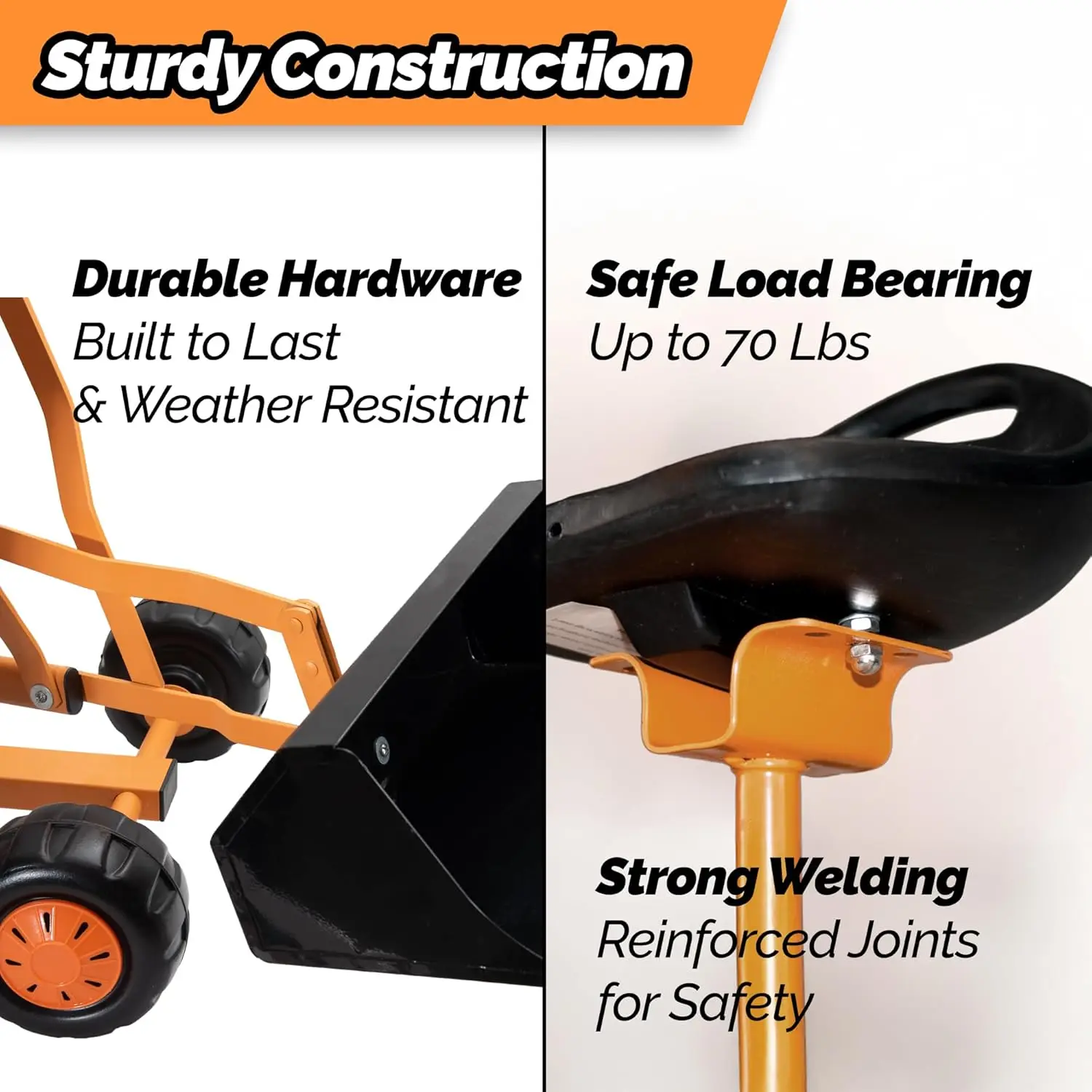 Excavadora de arena de Metal Original para niños, excavadora con asiento de 360 °, diseño de cubo Extra ancho patentado por EE. UU.