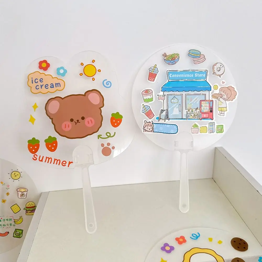 6PCS DIY Doodle Transparent Hand Fans Transparent Plastic Graffitiable Fan Thicken DIY Crafts Handheld Fans Handicraft Projects