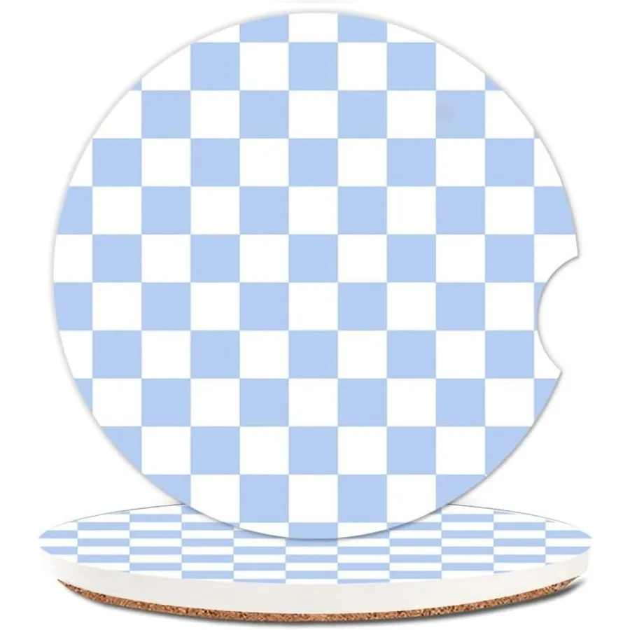 

2 Pack Absorbent Car Coasters for Cup HoldersCeramic Coasters with Cork Back and Finger Slot 2.56" Cupholder Accessories to Kee