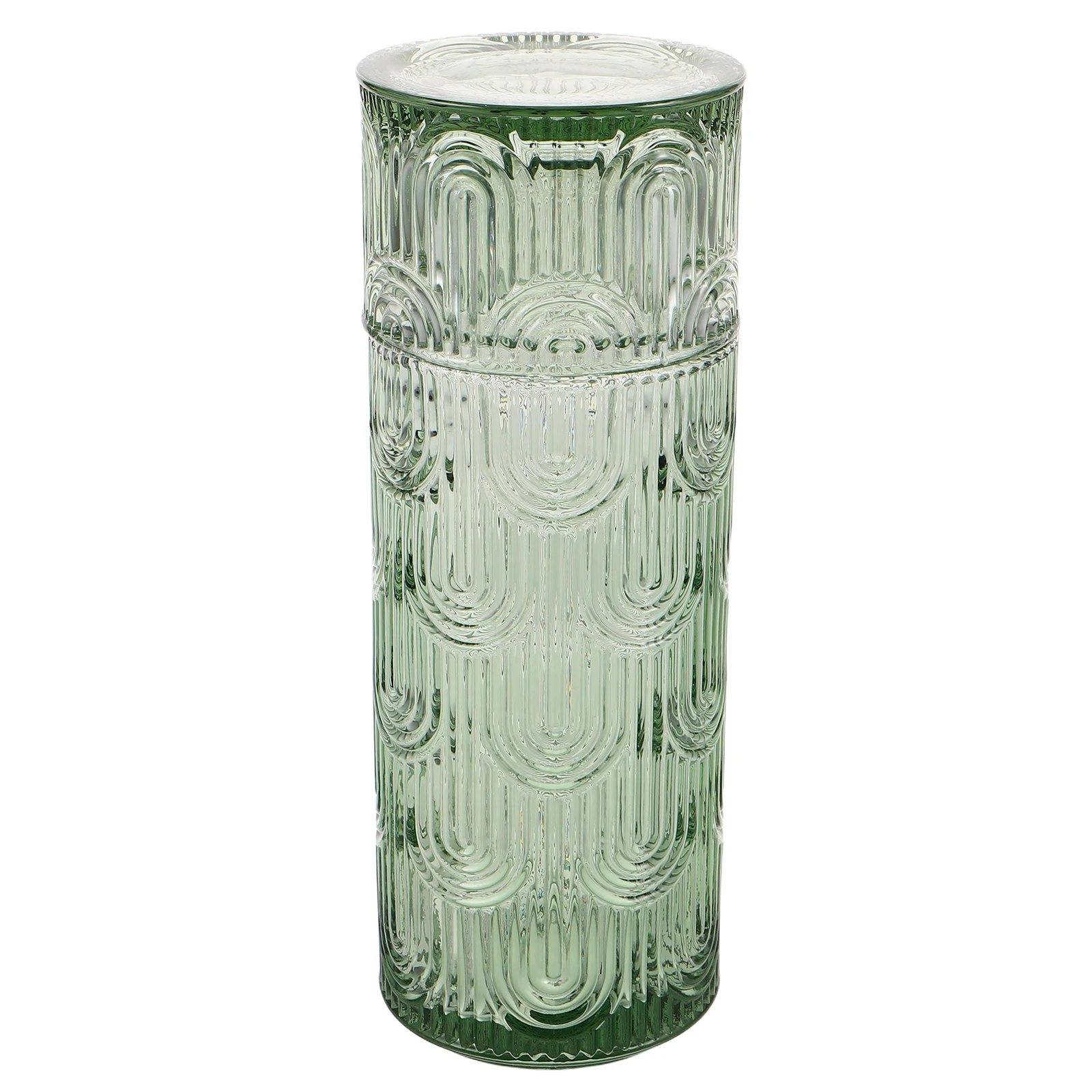 

Embossed Glass Water Carafe Set Bedside Nightstand Decorative Juice Pitcher Tumbler Cup Cold Beverage Glass Juice Carafe