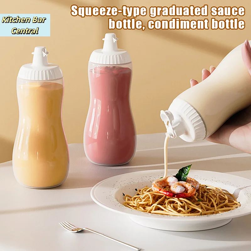 【500ML Large Squeeze Condiment Bottles With Nozzles Ketchup BBQ Sauces Olive Oil Bottle Dispenser Squeeze Sauce Bottle】