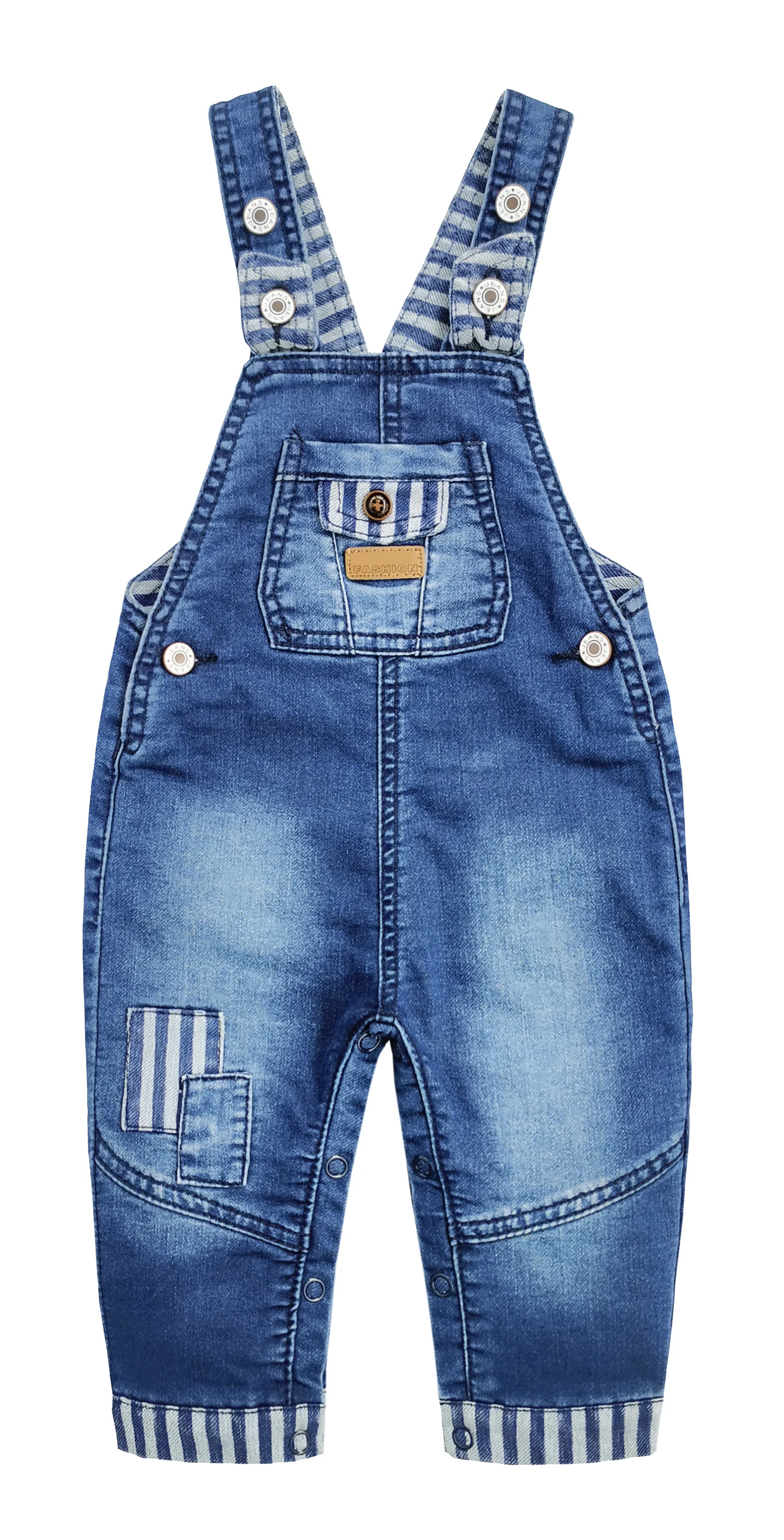 

KIDSCOOL SPACE Baby Boys Easy Diaper Changing Snap Legs Bib Pocket Patched Denim Overall Trousers Dungarees Romper Jumpsuit