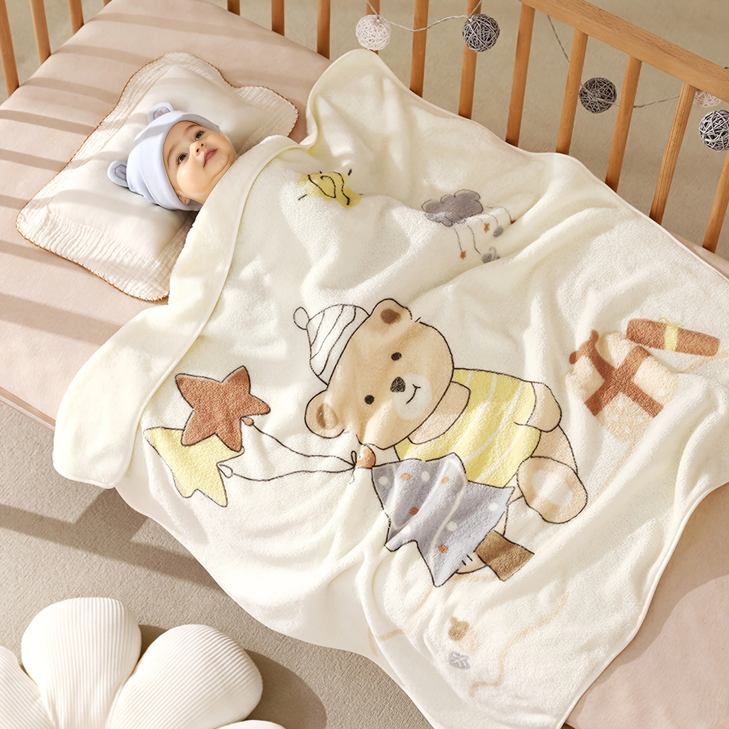 

Cute Printed Pattern Baby Blanket Ultra-Fine Fiber Coral Fleece Soft Absorbent Warm Newborn Essential Comfortable New Baby Gift