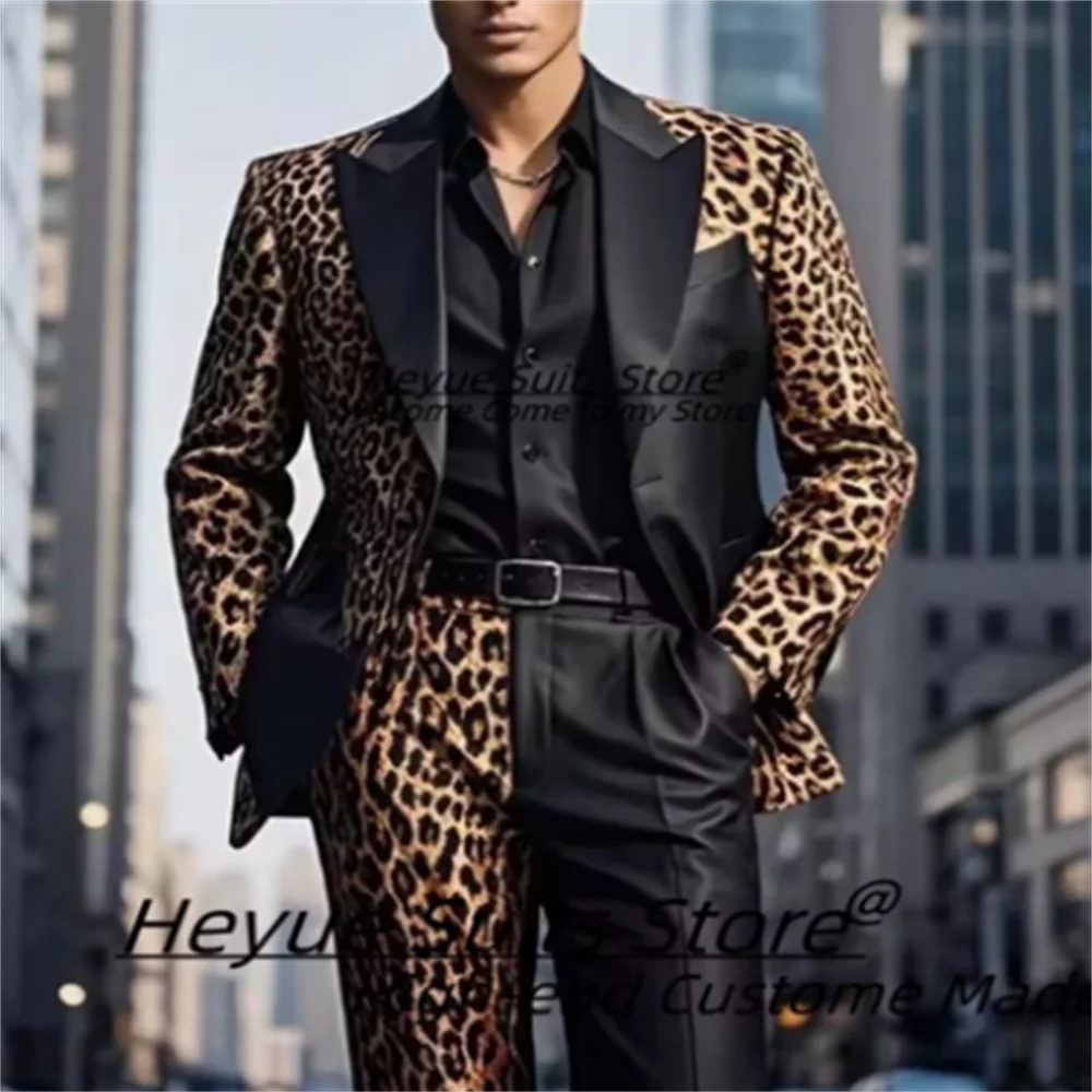 

Мужские костюмы в британском стиле, комплект из 2 предметов, леопардовые пиджаки для выпускного вечера, индивидуальные мужские смокинги для банкета, ужина, вечеринки, жениха, новейший дизайн