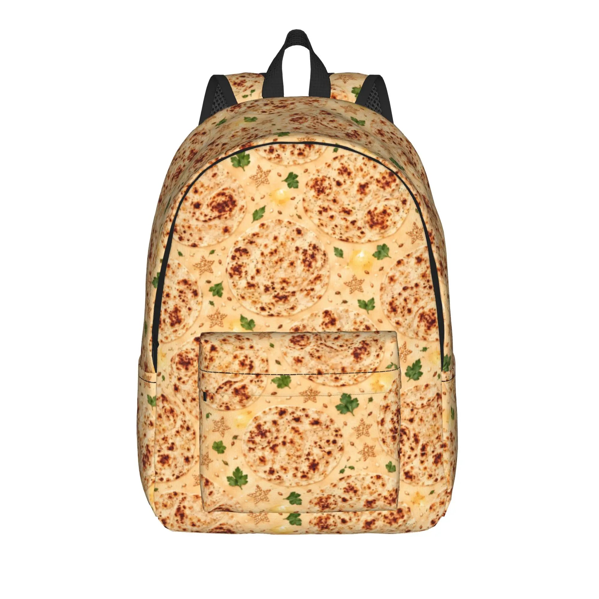 Cream Pizza Motif Backpack  Women Men Polyester Daily Backpacks Big Elegant School Bags Rucksack