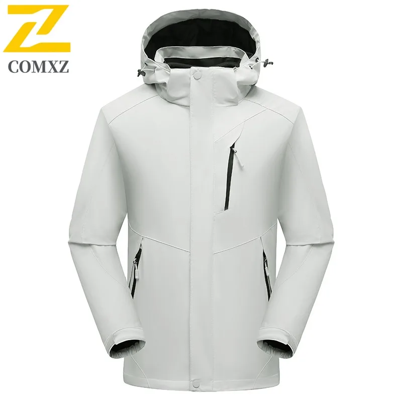 طقم مكون من قطعتين سترة واقية بغطاء للرأس مقاومة للرياح ومقاومة للماء ملابس خارجية دافئة على طراز الزوجين معطف رياضي لتسلق الجبال في الهواء الطلق #2