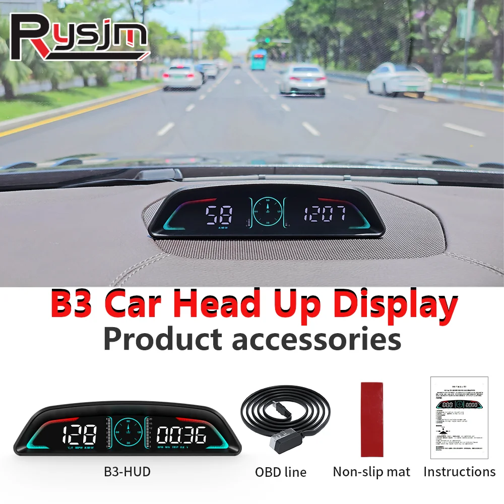 B3 Head Up Display OBD2 GPS Digtial HUD Car Gauge Speedometer Tachometer Water Temp Fuel Consumption Voltage Car Electronic