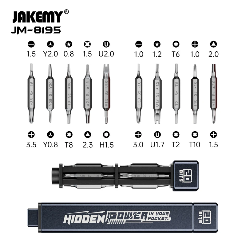 JAKEMY JM-8195 Multi-Functional Screwdriver Pen Dual Head Bits Magnetic Tip Steel Handle  DIY Household Repairing Kit
