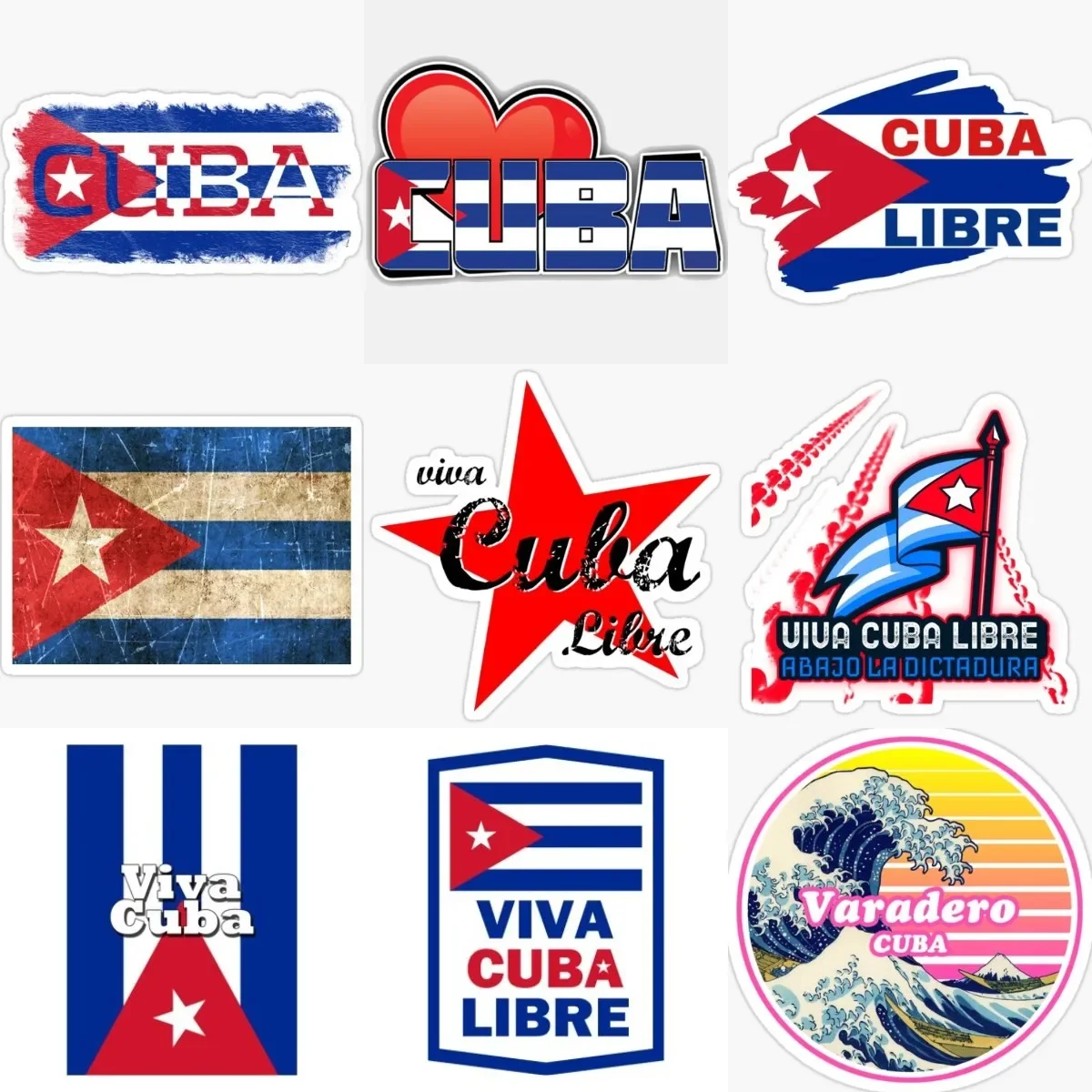 

Cuba CU Flag Badge Creative PVC Sticker for Covered Scratch Decorate Motorcycle Car Truck Window Fridge Room Decal Accessories