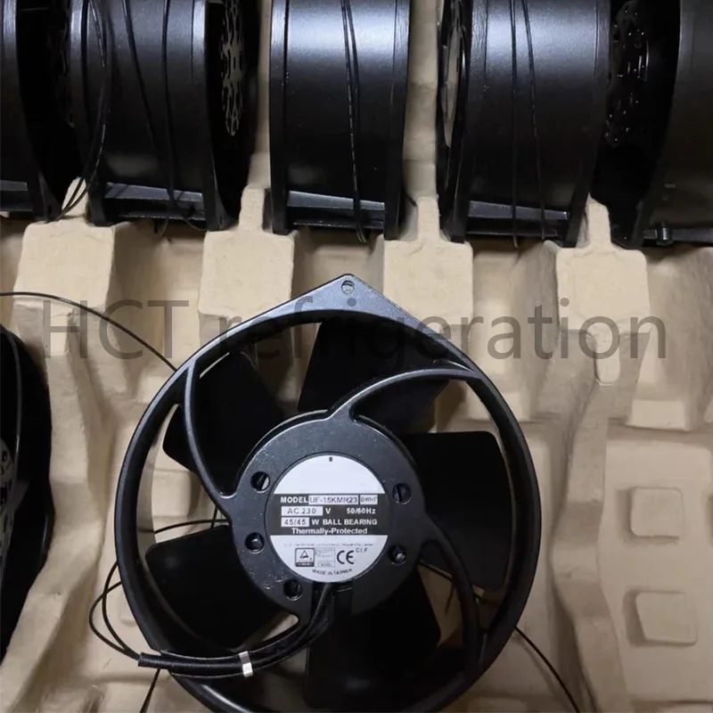 Brand new genuine product!!! Original and authentic UF-15KMR23 BWHF AC230V 50/60Hz 45/45W 0.44/0.38A 225/255CFM cooling fan