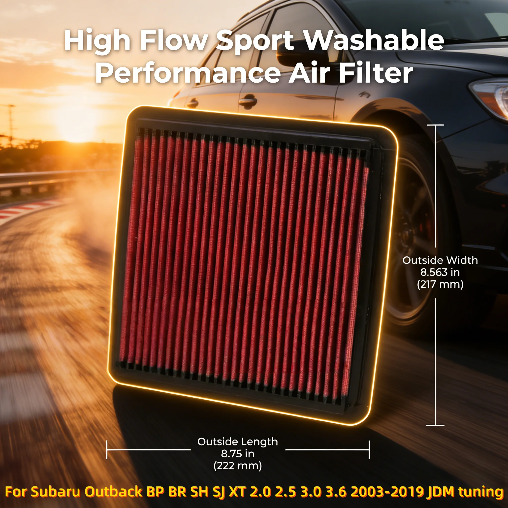 

Спортивный моющийся воздушный фильтр JDM High Flow для Subaru Outback BP BR SH SJ XT 2.0 2.5 3.0 3.6 2003-2019, 33-2304