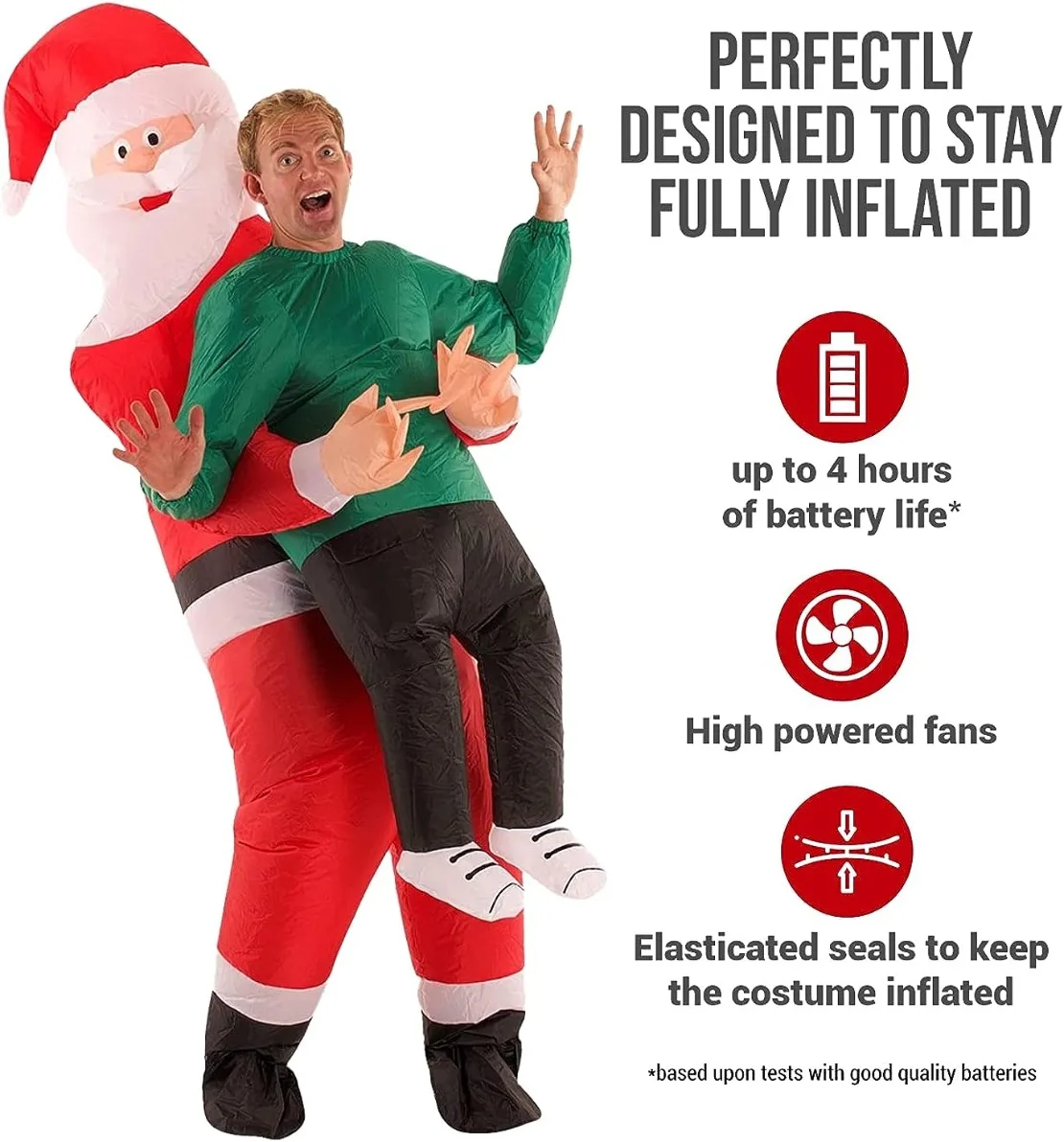 Morph Santa Piggyback Costume, Carry Me Santa Costume, Ride On Santa Costume, Santa Piggyback Costumes, Christmas Outfit Men