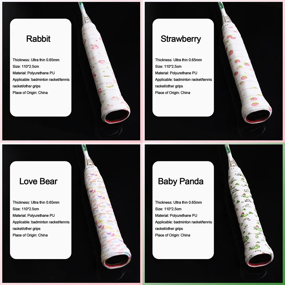 

Новый ремень с ручкой для ракетки для бадминтона с мультяшным принтом, нескользящая впитывающая пот лента для рыбалки, теннисная ручка