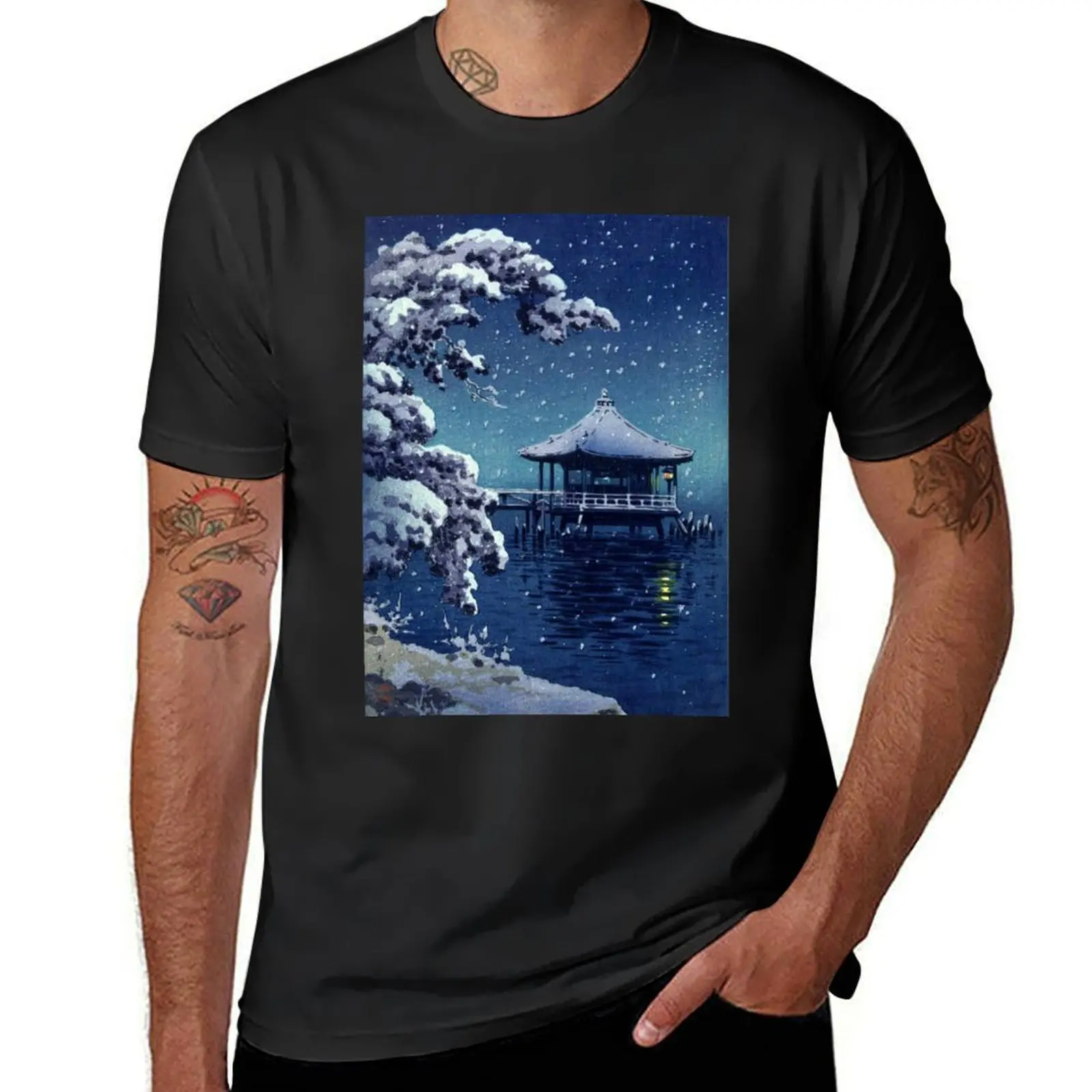 Tsuchiya Koitsu - Snow at the Ukimido, Katada T-Shirt new edition sweat tops Men's cotton t-shirt